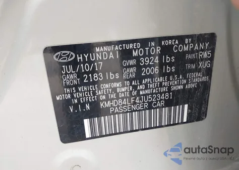 2018 Hyundai Elantra Sel из США, поврежденный, VIN KMHD84LF4JU523481